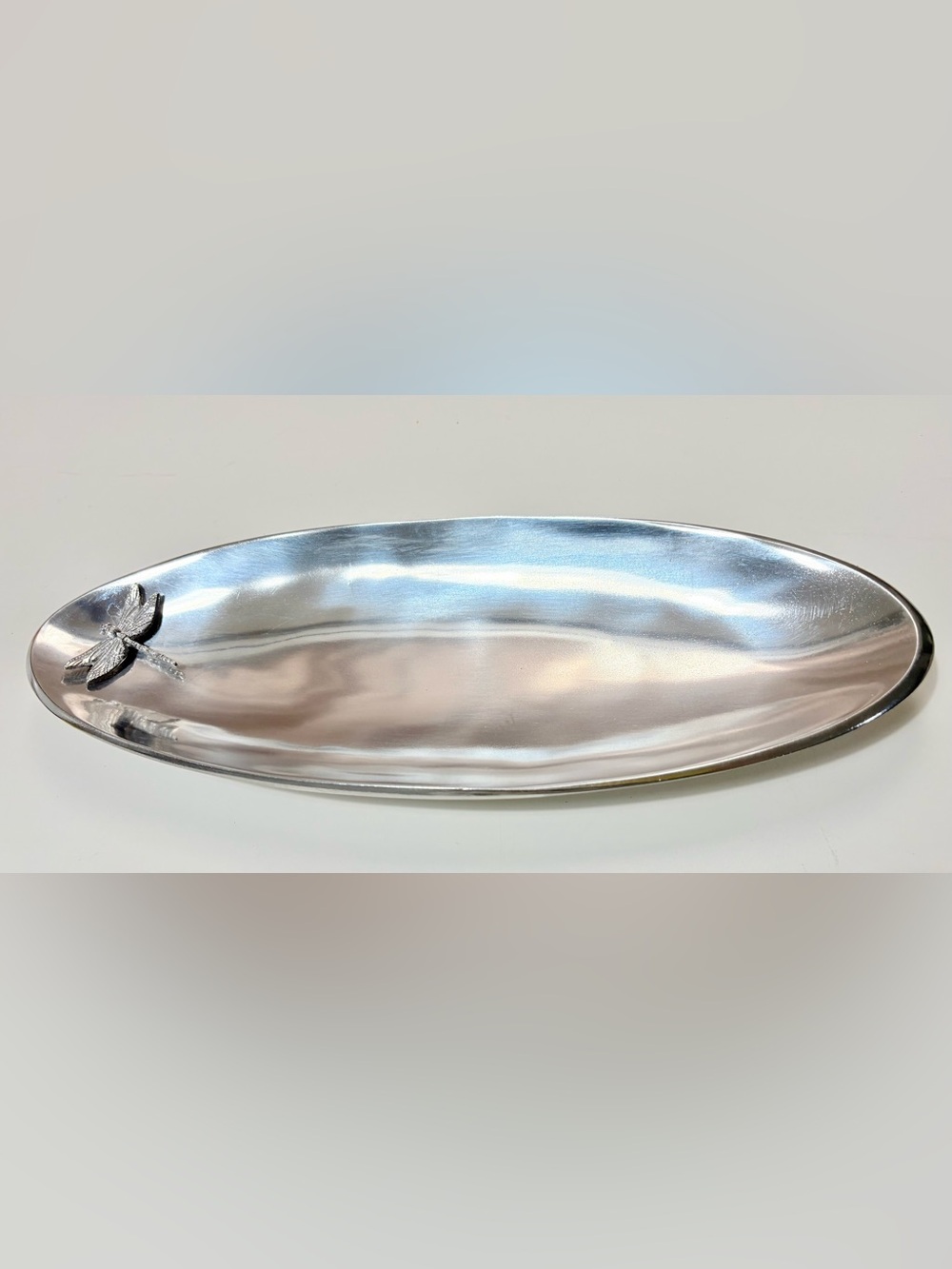 Arthur Court Silver-Tone Oval Tray with Dragonfly Motif